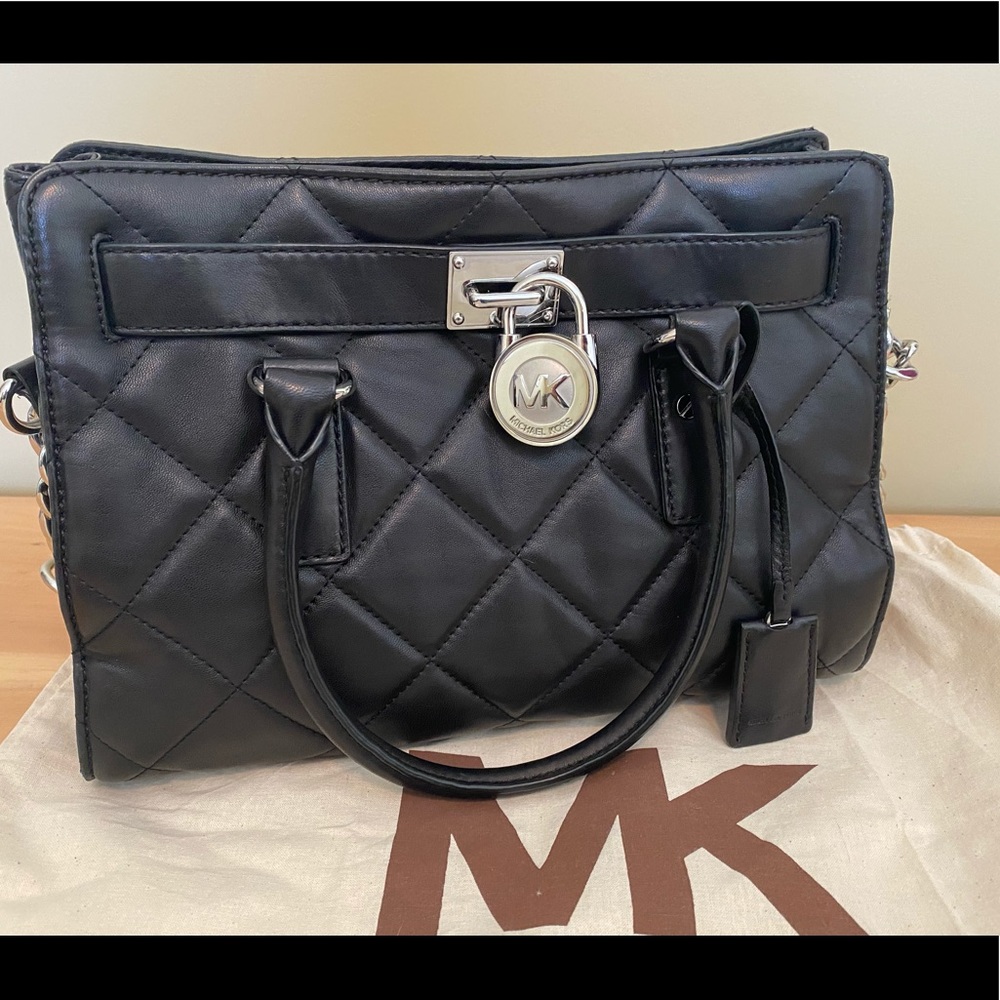 Michael Kors Hamilton Black Leather Bag